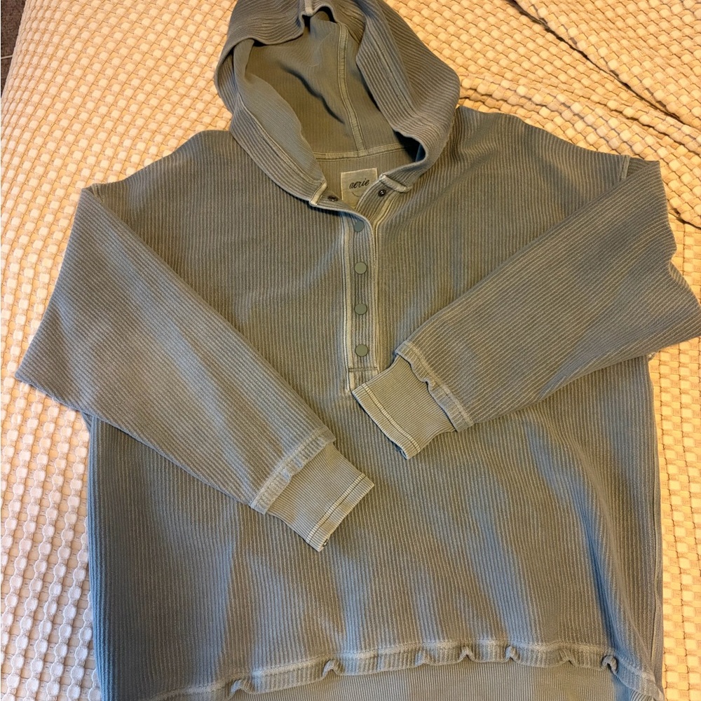Aerie Ribbed Quarter Button Sweatshirt